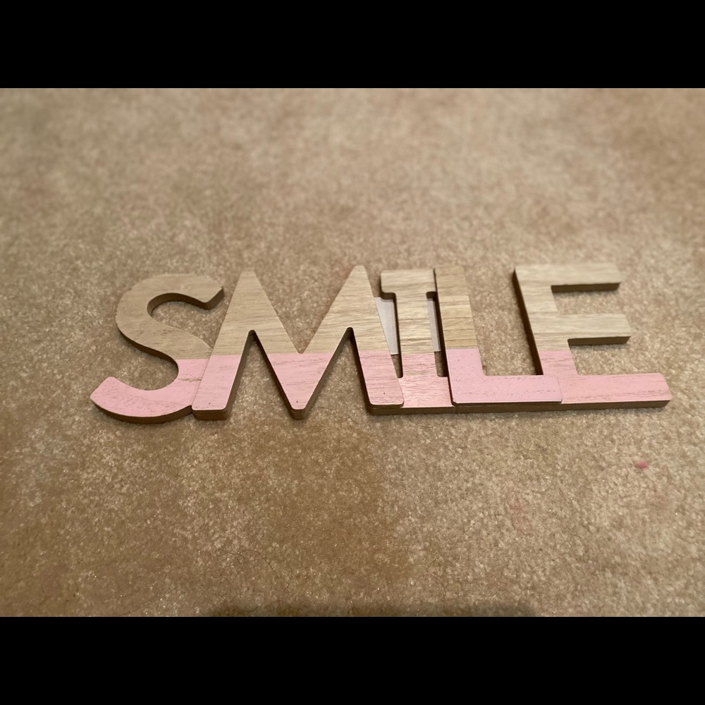 Brand new wall decor sign - wooden SMILE